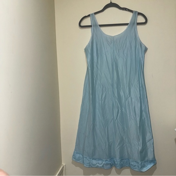 Women’s Vintage Baby Blue Vintage Slip Lace Rose Details Lingerie Dress No Size - Picture 10 of 16